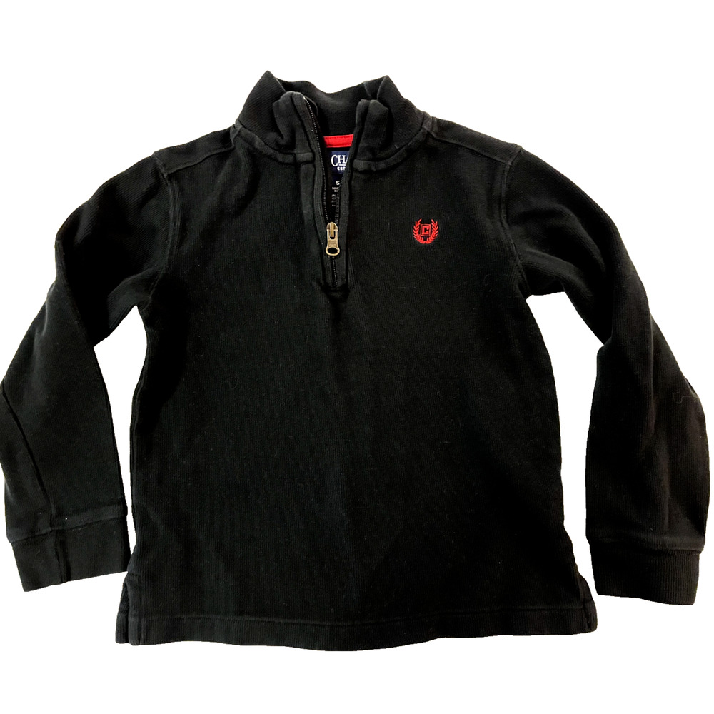 Chaps Sweater Youth Sz 5 Black Knit 1/4 Zip Long Sleeve Sweatshirt Sweater Boys